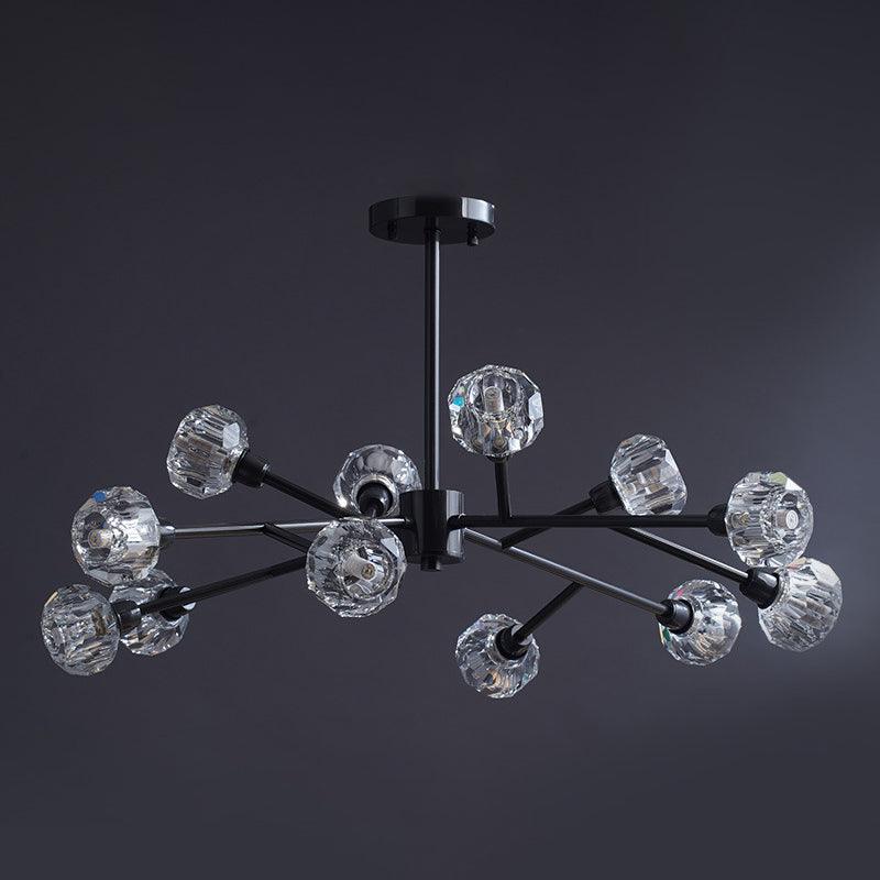 Mini Globe Crystal Chandelier Modern Style Black Finish Pendant Light for Living Room - Rebooters