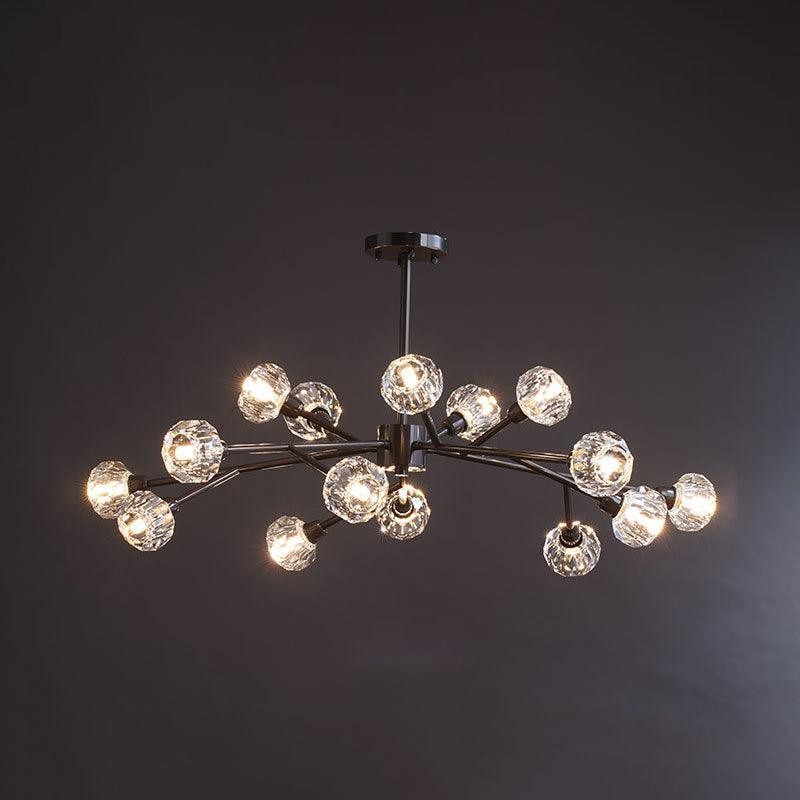 Mini Globe Crystal Chandelier Modern Style Black Finish Pendant Light for Living Room - Rebooters