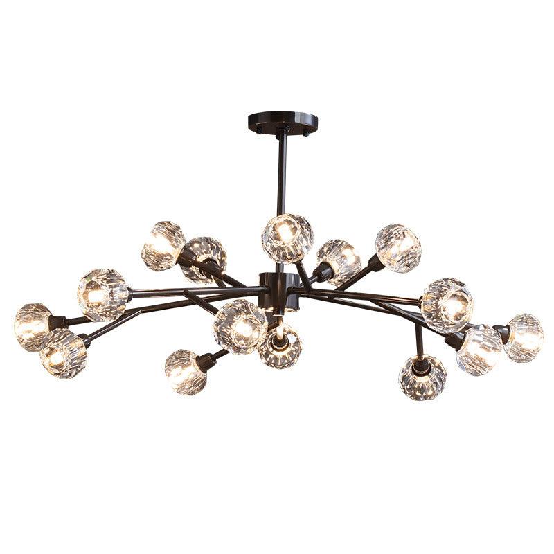Mini Globe Crystal Chandelier Modern Style Black Finish Pendant Light for Living Room - Rebooters