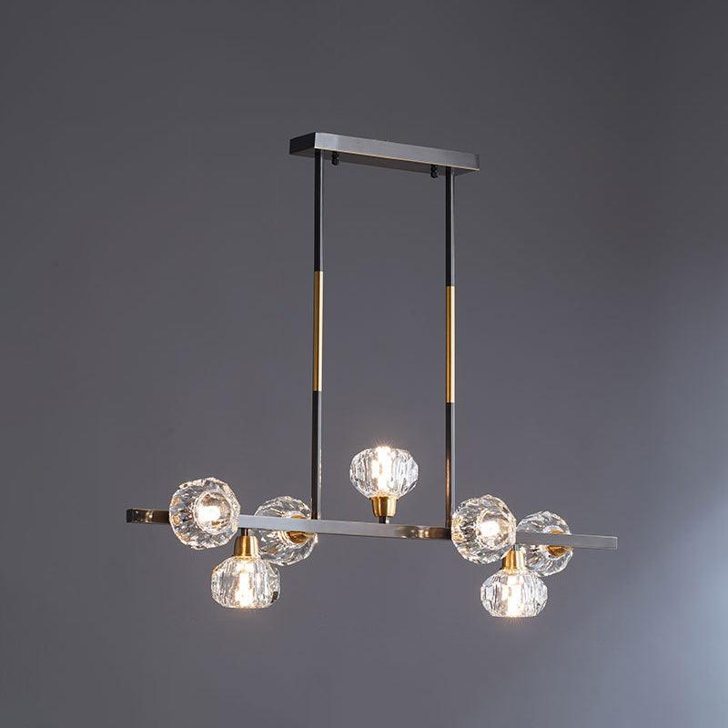 Mini Globe Crystal Chandelier Modern Style Black Finish Pendant Light for Living Room - Rebooters