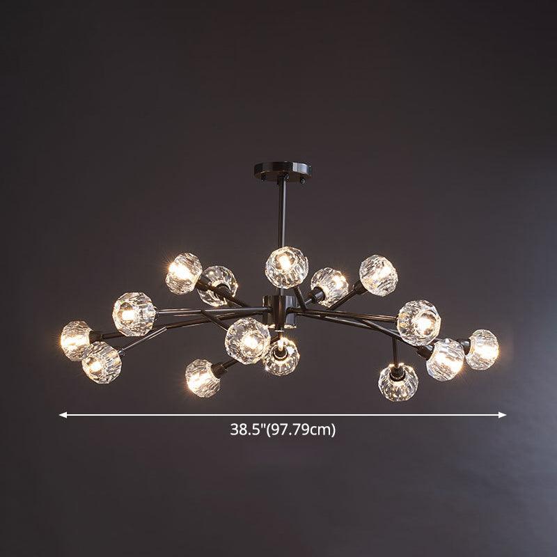 Mini Globe Crystal Chandelier Modern Style Black Finish Pendant Light for Living Room - Rebooters