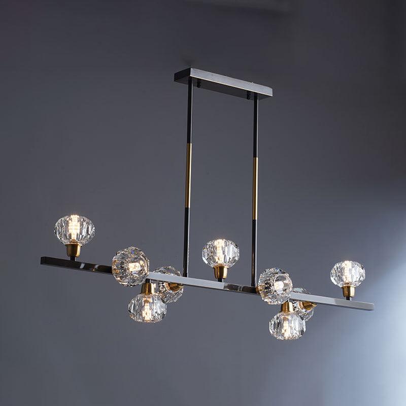 Mini Globe Crystal Chandelier Modern Style Black Finish Pendant Light for Living Room - Rebooters