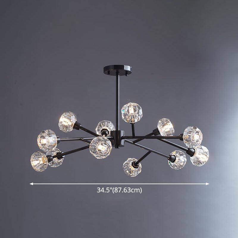 Mini Globe Crystal Chandelier Modern Style Black Finish Pendant Light for Living Room - Rebooters