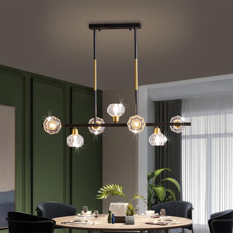 Mini Globe Crystal Chandelier Modern Style Black Finish Pendant Light for Living Room - Rebooters