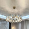 Round Prismatic Crystal Chandelier Pendant Brass Finish Light - Rebooters