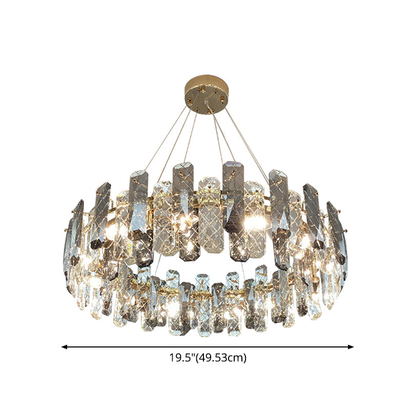 Round Prismatic Crystal Chandelier Pendant Brass Finish Light - Rebooters