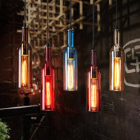 Art Deco Wine Bottle Hanging Lamp Glass 5 Light Restaurant Down Lighting Pendant Multi-Color - Rebooters