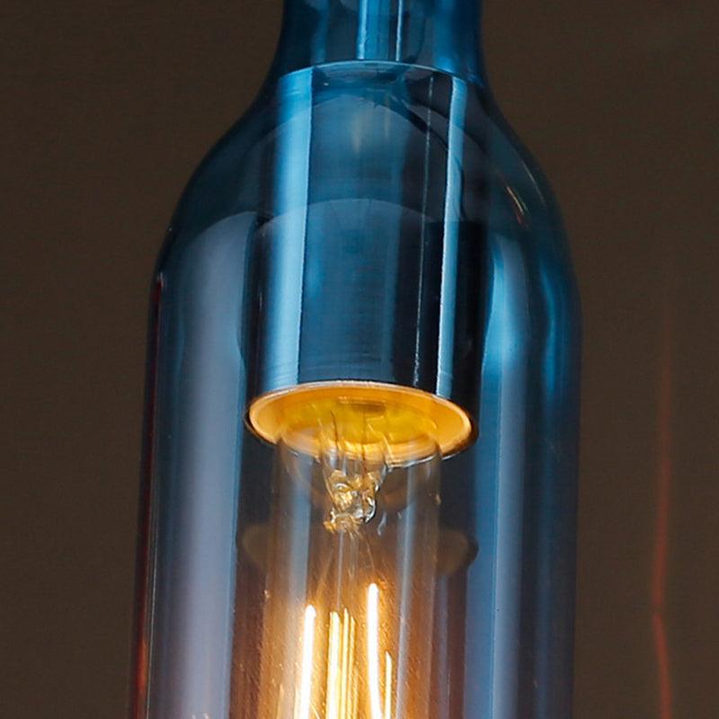 Art Deco Wine Bottle Hanging Lamp Glass 5 Light Restaurant Down Lighting Pendant Multi-Color - Rebooters