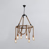 6 Lights Adjustable Rope Chandelier Lighting Fixtures Industrial Beige Hanging Ceiling Light - Rebooters