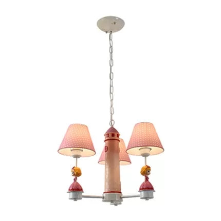 3 Lights Plaid Shade Chandelier for Kids Bedroom Deco - Rebooters