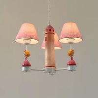 3 Lights Plaid Shade Chandelier for Kids Bedroom Deco - Rebooters