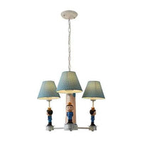 3 Lights Plaid Shade Chandelier for Kids Bedroom Deco - Rebooters