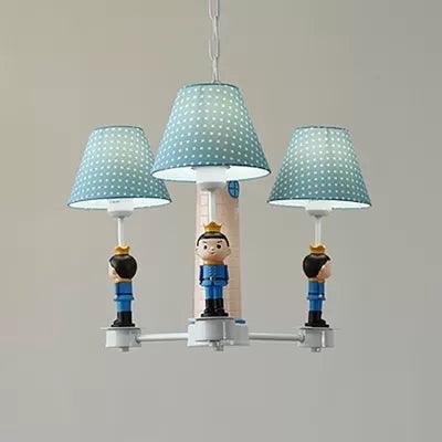 3 Lights Plaid Shade Chandelier for Kids Bedroom Deco - Rebooters
