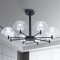 8 Lights Urn Shape Chandelier Modern Metal and Acrylic Pendant Light in Black - Rebooters