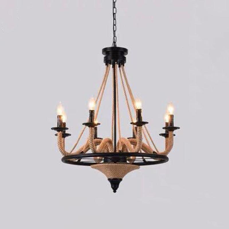 Adjustable Hanging Chain Chandelier Light Industrial Wagon Wheel Metal Ceiling Pendant - Rebooters