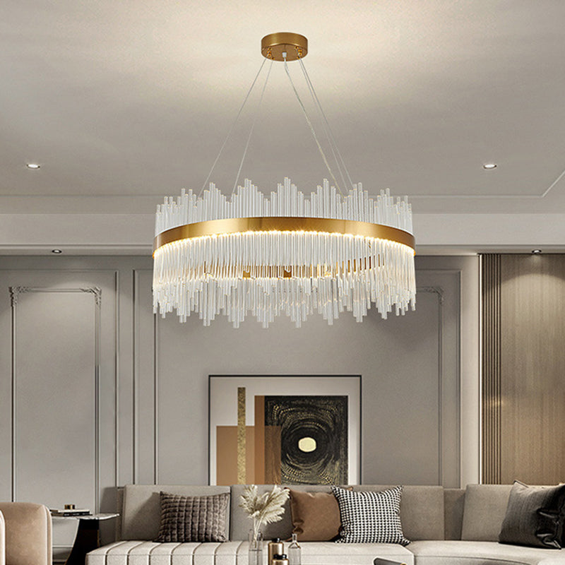 Modern Drum Chandelier Glass Crystal Pendant Ceiling Lights - Rebooters