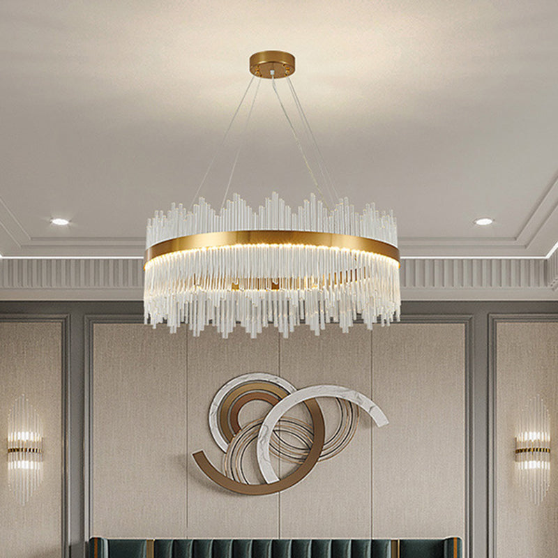 Modern Drum Chandelier Glass Crystal Pendant Ceiling Lights - Rebooters