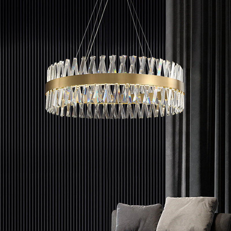 Contemporary Round Chandelier Lights Clear Crystal Pendant Ceiling Lights - Rebooters