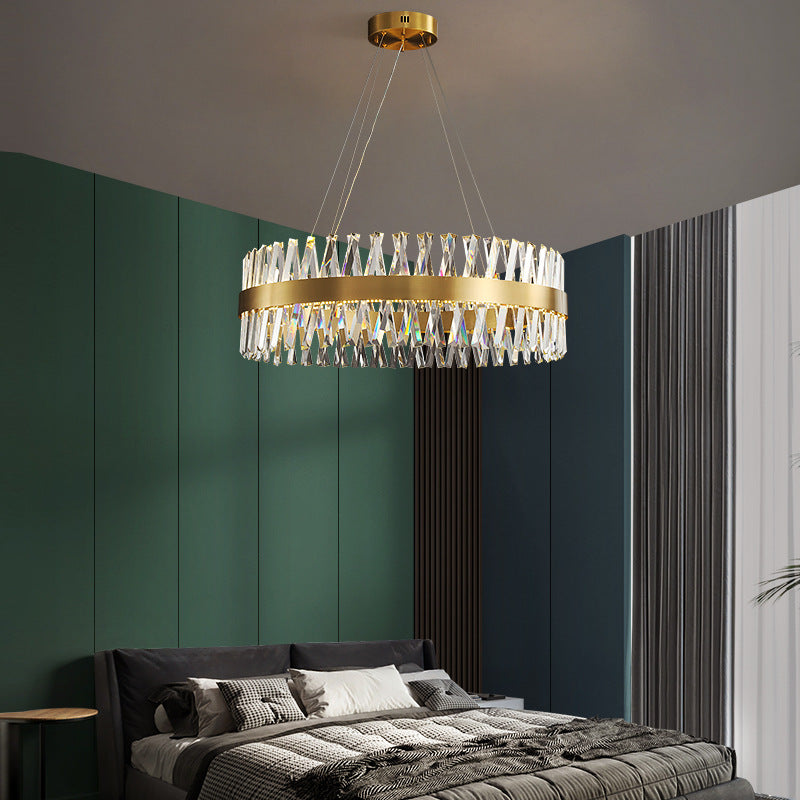 Contemporary Round Chandelier Lights Clear Crystal Pendant Ceiling Lights - Rebooters