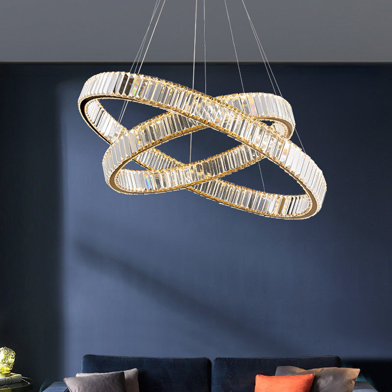 Ultra-Modern Ring LED Chandelier Lamp Crystal Pendant Light - Rebooters