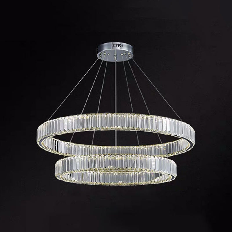 Ultra-Modern Ring LED Chandelier Lamp Crystal Pendant Light - Rebooters