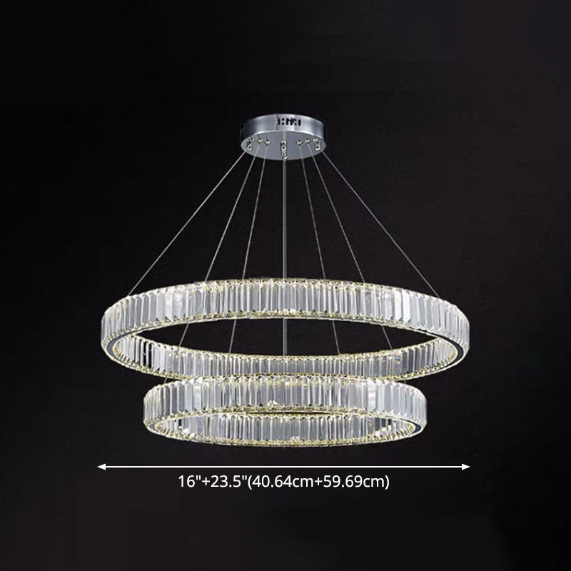 Ultra-Modern Ring LED Chandelier Lamp Crystal Pendant Light - Rebooters