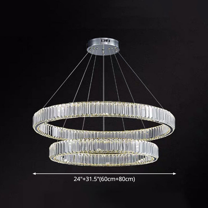 Ultra-Modern Ring LED Chandelier Lamp Crystal Pendant Light - Rebooters