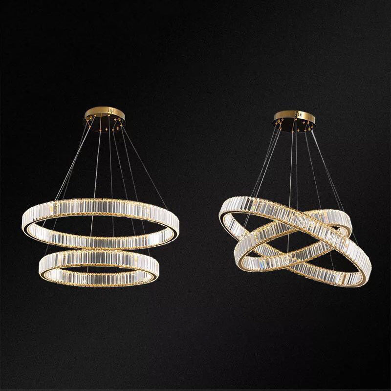 Ultra-Modern Ring LED Chandelier Lamp Crystal Pendant Light - Rebooters