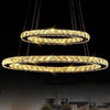 Modern Circle LED Chandelier Light Fixtures Crystal Block Hanging Pendant Lights for Bedroom - Rebooters