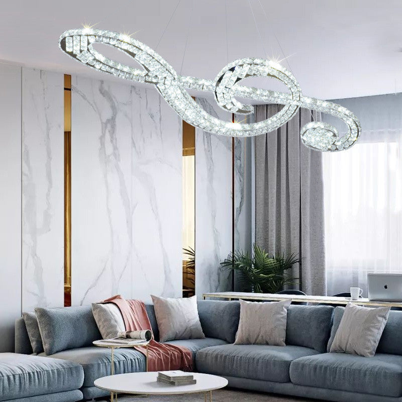 Modern Musical Note LED Chandelier Crystal Block Light - Rebooters