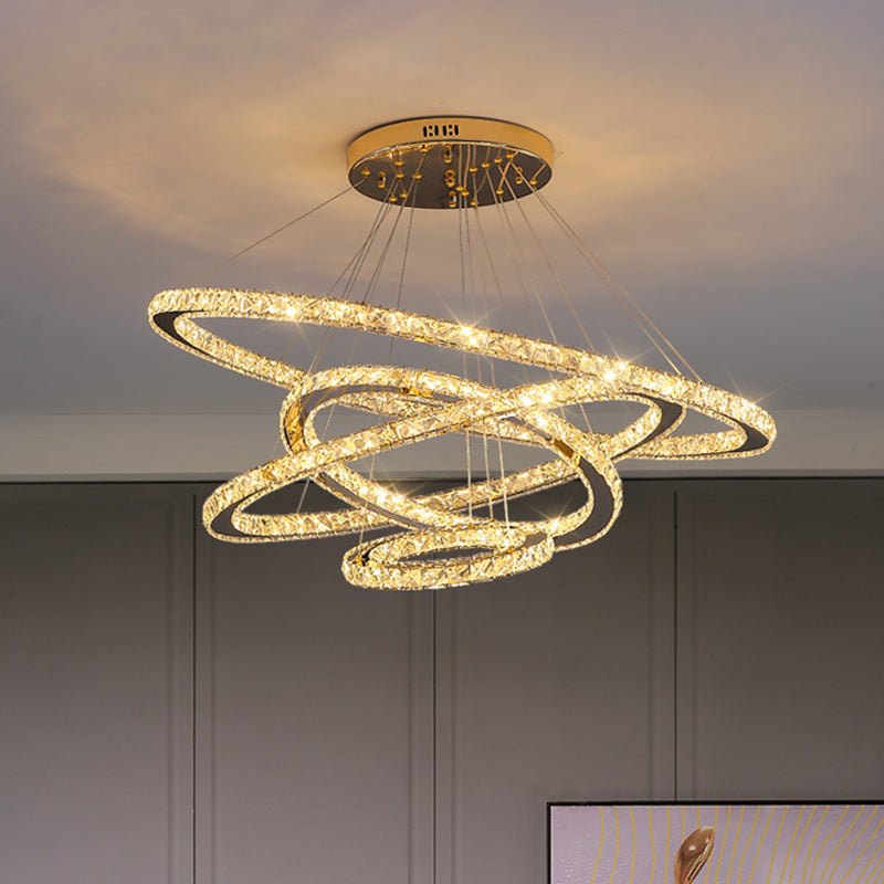 Contemporary Ring Chandelier Pendant Light K9 Crystal Fixture - Rebooters