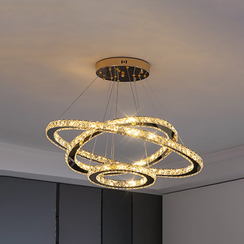 Contemporary Ring Chandelier Pendant Light K9 Crystal Fixture - Rebooters