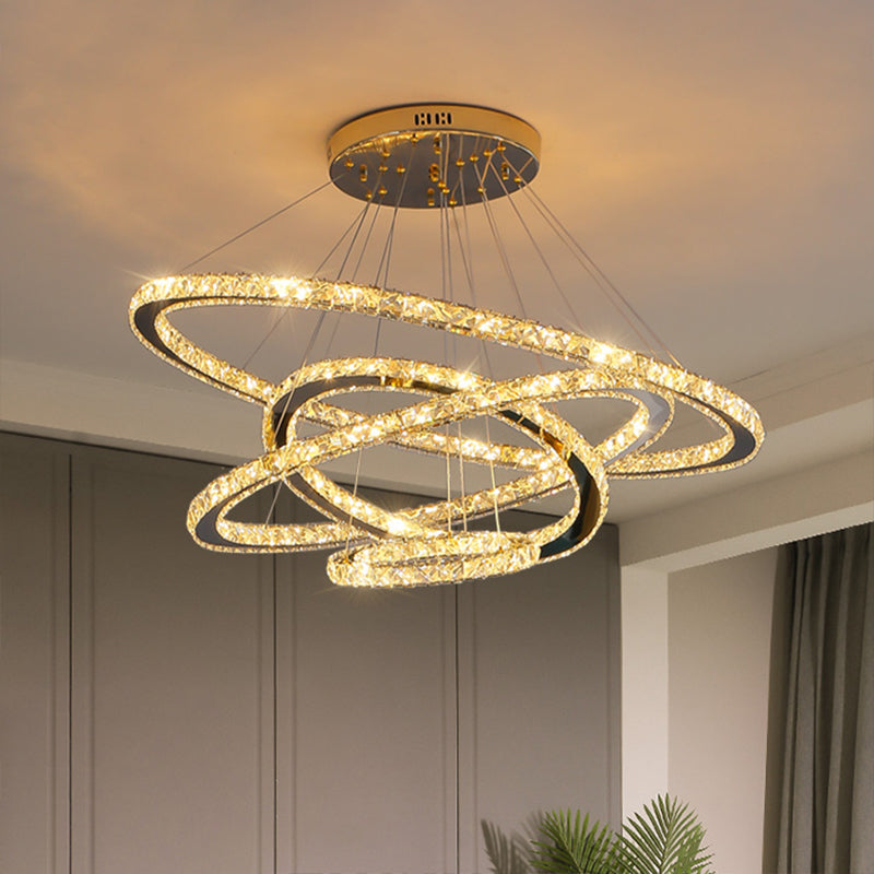 Contemporary Ring Chandelier Pendant Light K9 Crystal Fixture - Rebooters