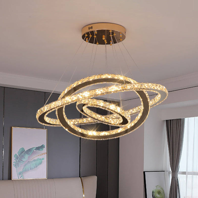 Contemporary Ring Chandelier Pendant Light K9 Crystal Fixture - Rebooters