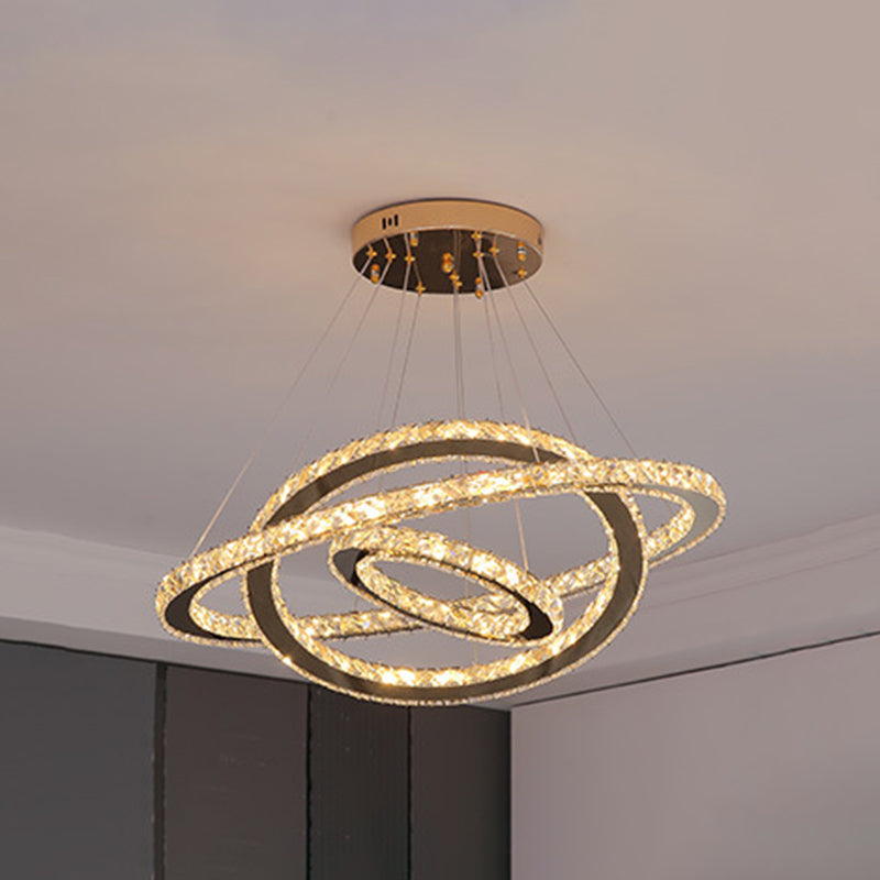 Contemporary Ring Chandelier Pendant Light K9 Crystal Fixture - Rebooters