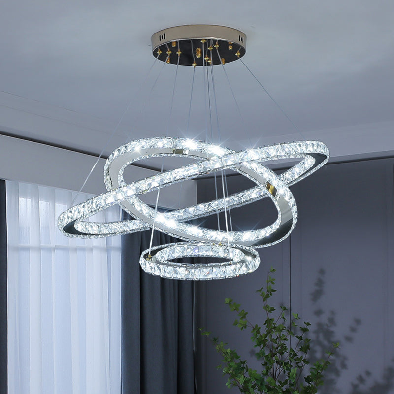 Contemporary Ring Chandelier Pendant Light K9 Crystal Fixture - Rebooters