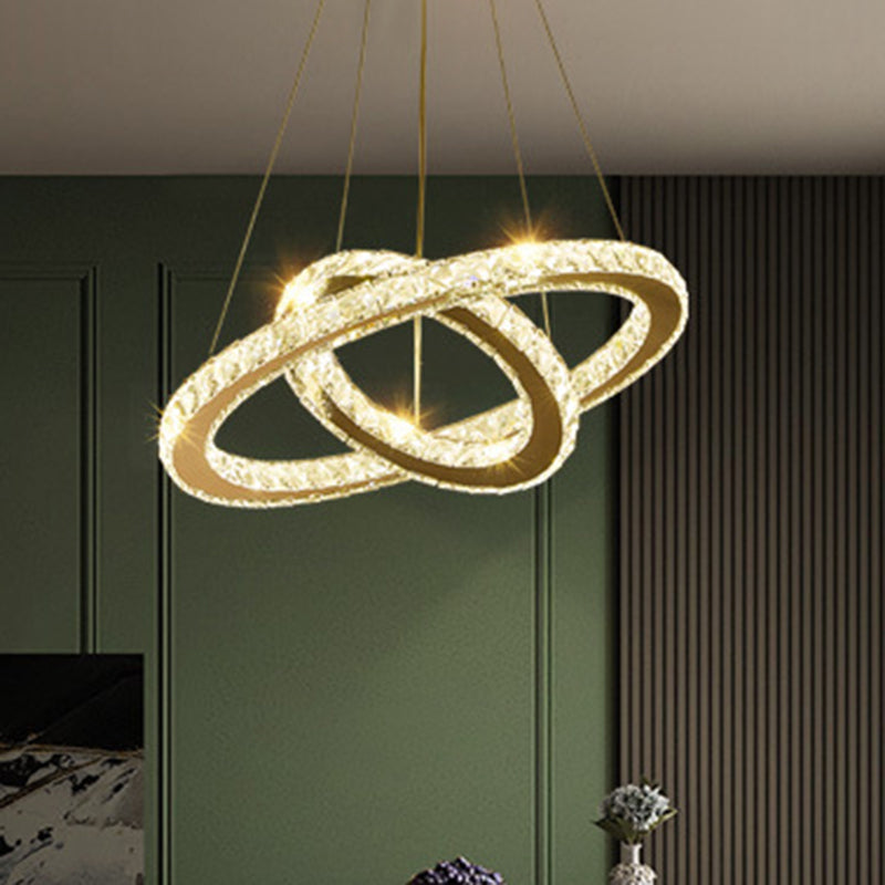 Contemporary Ring Chandelier Pendant Light K9 Crystal Fixture - Rebooters