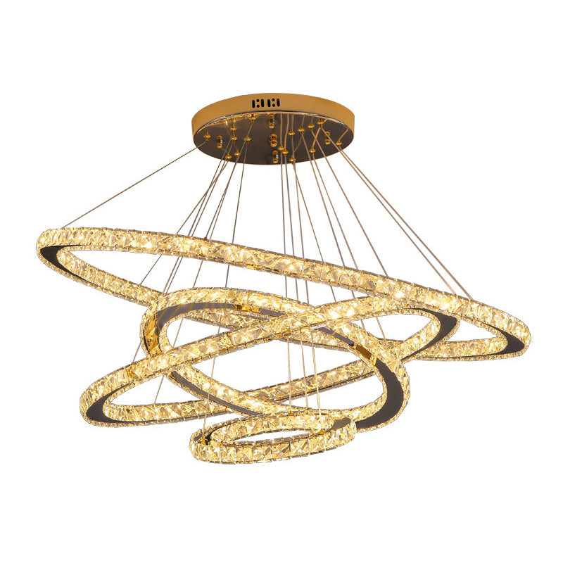 Contemporary Ring Chandelier Pendant Light K9 Crystal Fixture - Rebooters