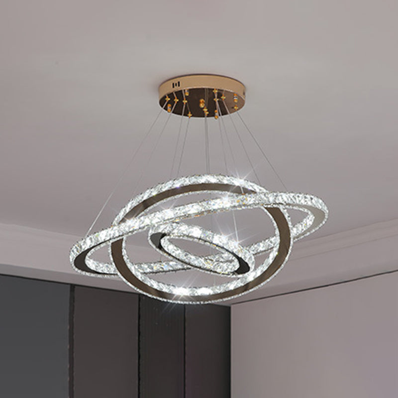 Contemporary Ring Chandelier Pendant Light K9 Crystal Fixture - Rebooters