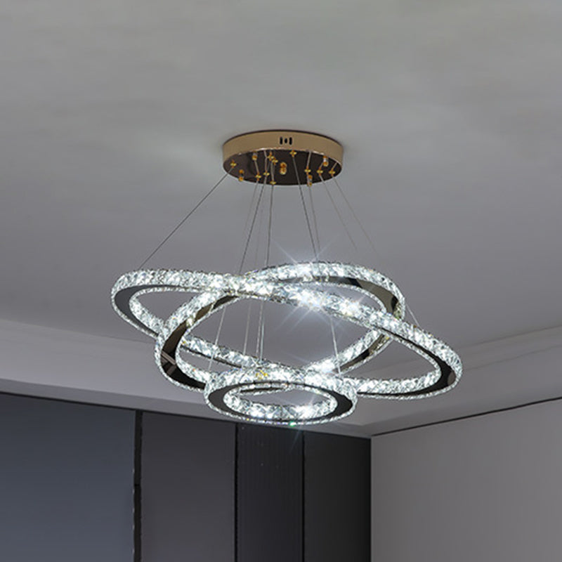 Contemporary Ring Chandelier Pendant Light K9 Crystal Fixture - Rebooters