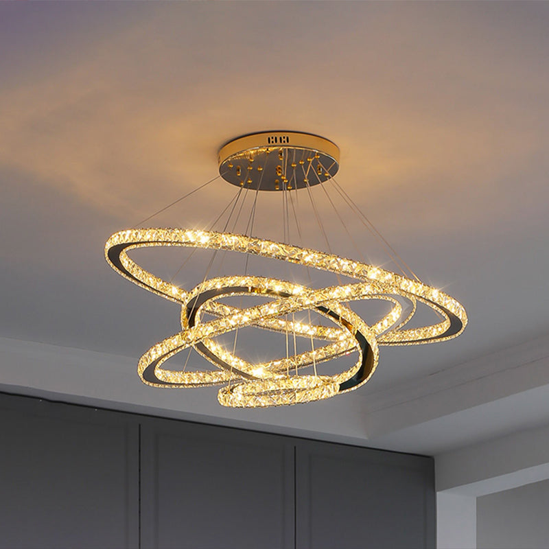 Contemporary Ring Chandelier Pendant Light K9 Crystal Fixture - Rebooters