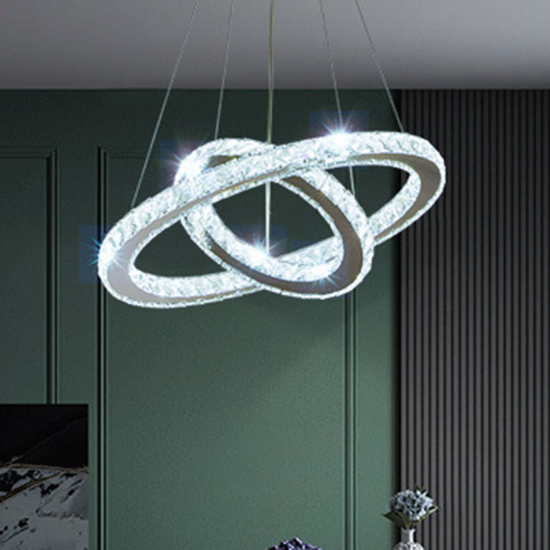 Contemporary Ring Chandelier Pendant Light K9 Crystal Fixture - Rebooters