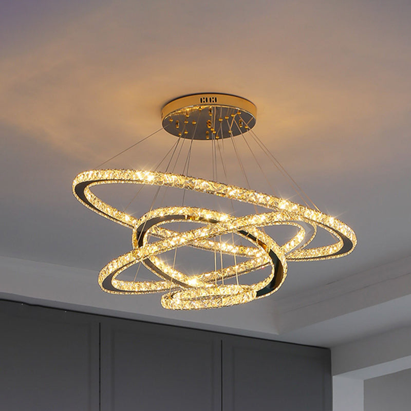 Contemporary Ring Chandelier Pendant Light K9 Crystal Fixture - Rebooters