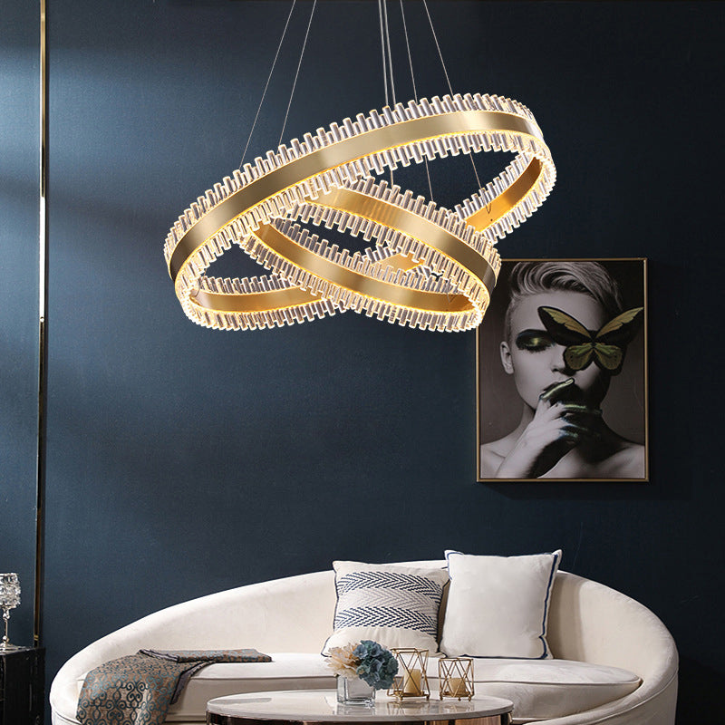 Contemporary Interlace Rings Chandelier Lights Metal Pendant - Rebooters