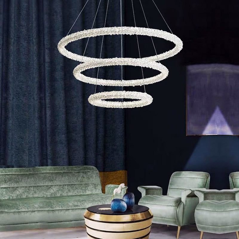 Ultra-Modern Circle Chandelier Lamp Crystal Pendant Lights - Rebooters