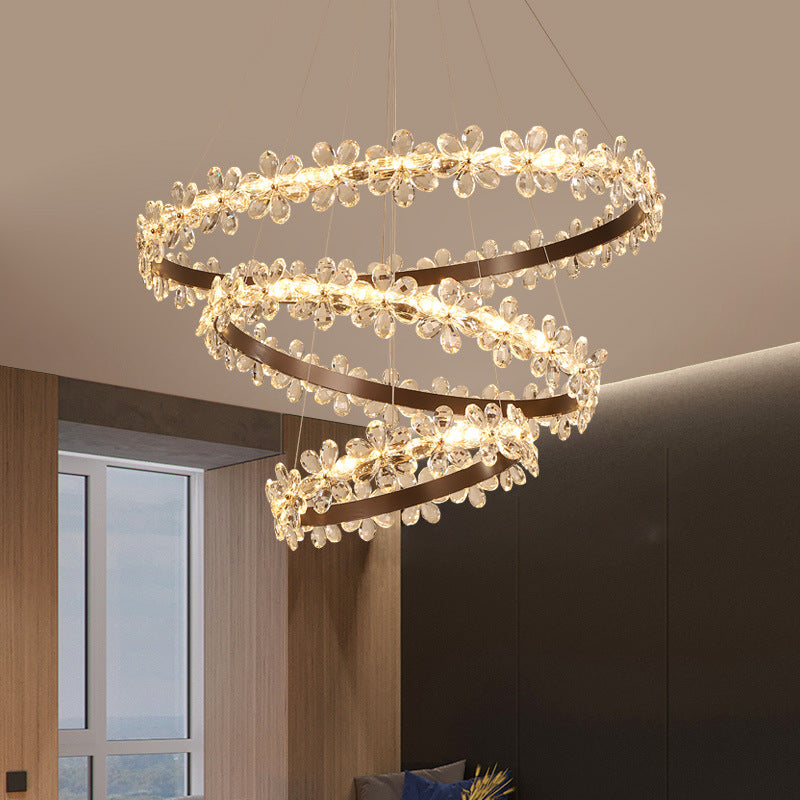 Ultra-Modern Circle Hanging Chandelier Clear Crystal Lamp - Rebooters