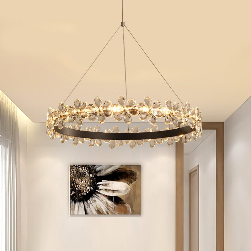 Ultra-Modern Circle Hanging Chandelier Clear Crystal Lamp - Rebooters