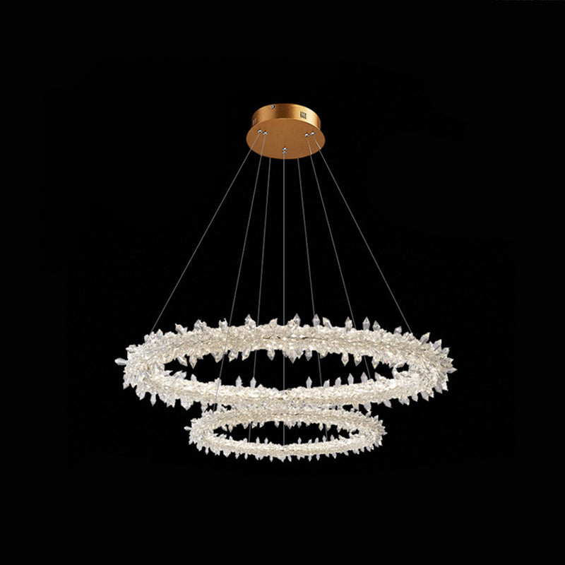 Modern Flower Ring Chandelier Light Fixtures Crystal Hanging Light Kit for Living Room - Rebooters