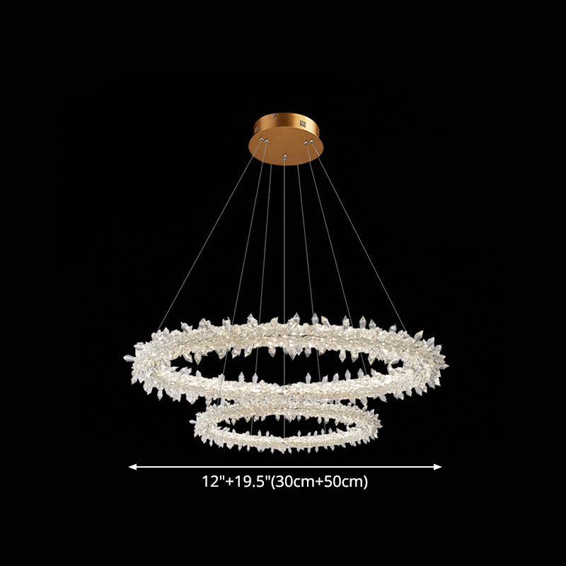 Modern Flower Ring Chandelier Light Fixtures Crystal Hanging Light Kit for Living Room - Rebooters