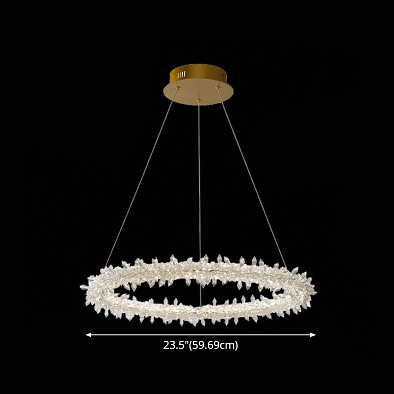 Modern Flower Ring Chandelier Light Fixtures Crystal Hanging Light Kit for Living Room - Rebooters